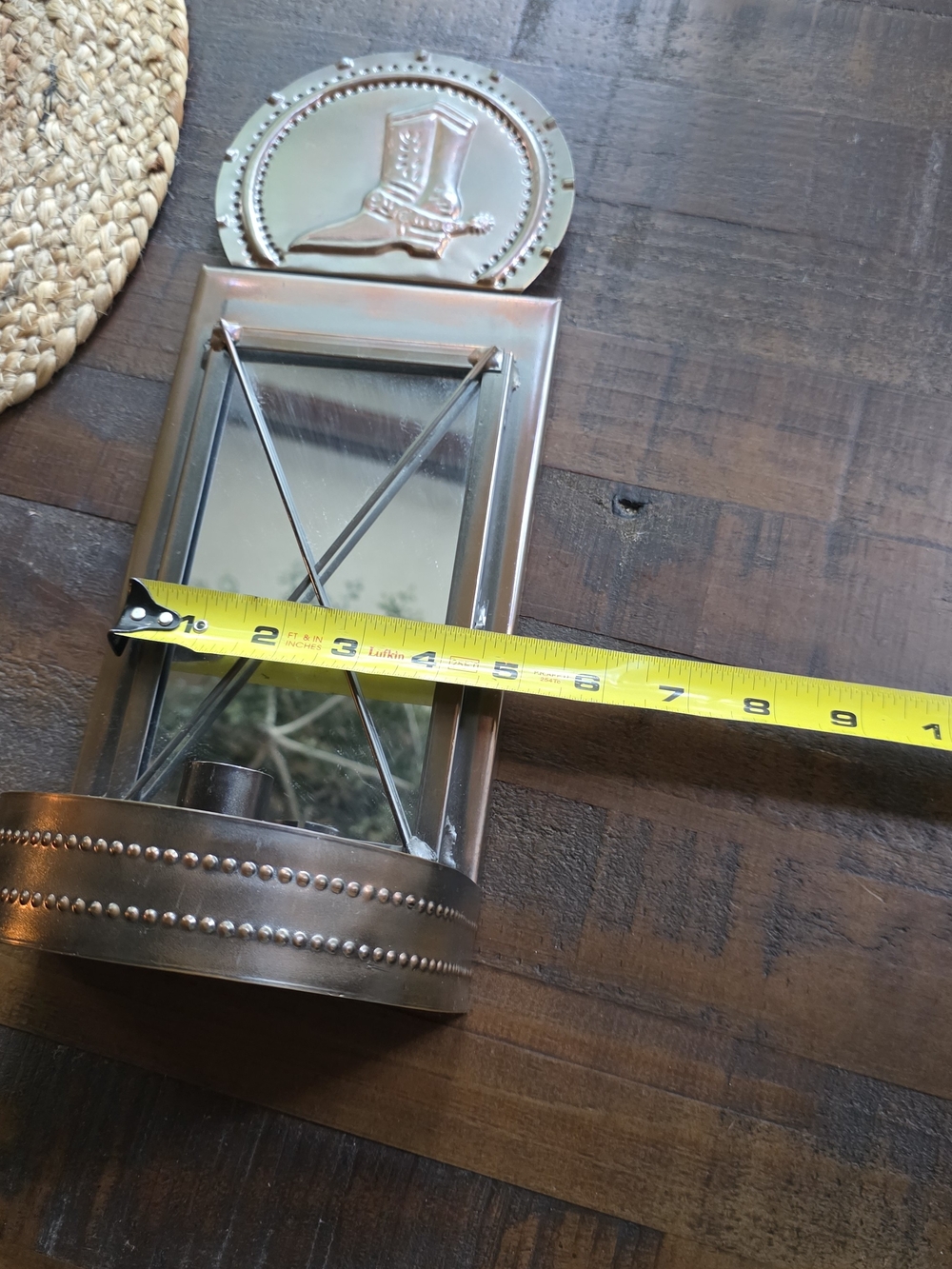 Rustic Metal Wall Mirror Candle Sconce - Bronze - Picture 6 of 6